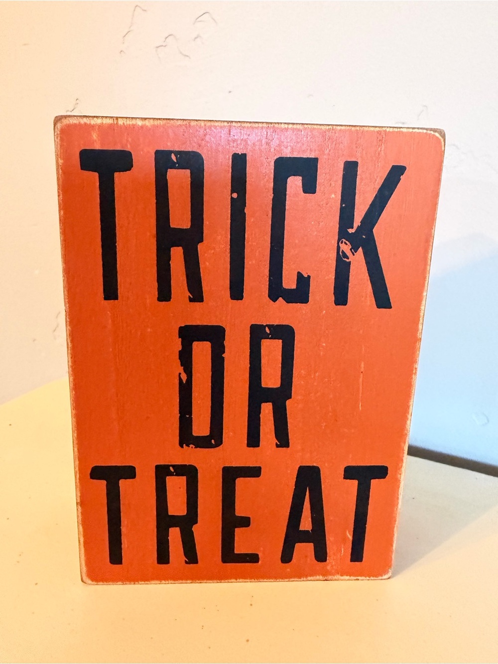 Trick or Treat Orange Wooden Holiday Sign